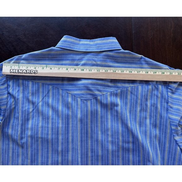 Vtg Western Shirt Wrangler Cowboy Pearl Snap Chambray Blue Striped Mens XXL 2XL - Picture 11 of 11